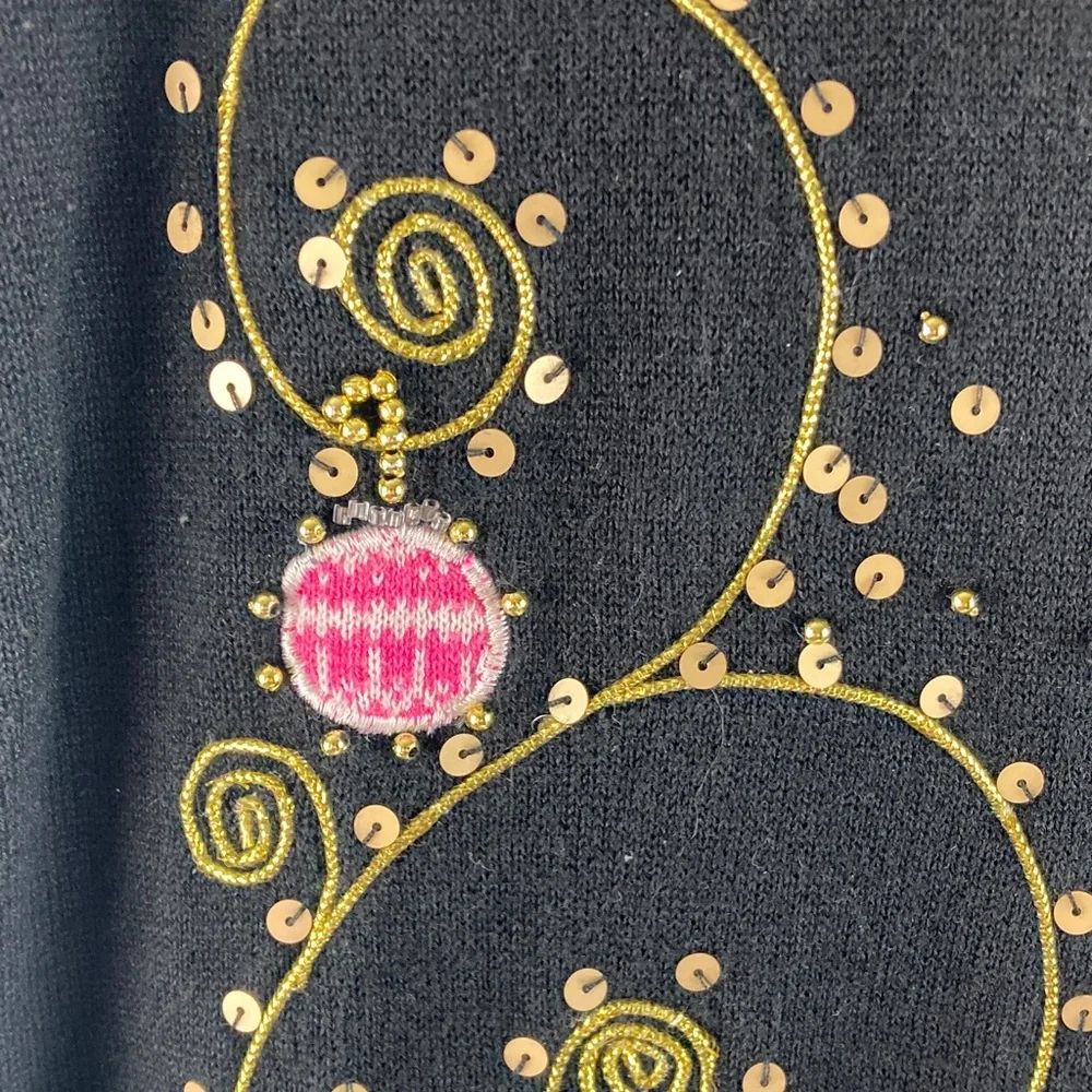 Berek Black Sweater with Festive Embellishments size Medium - Picture 6 of 8